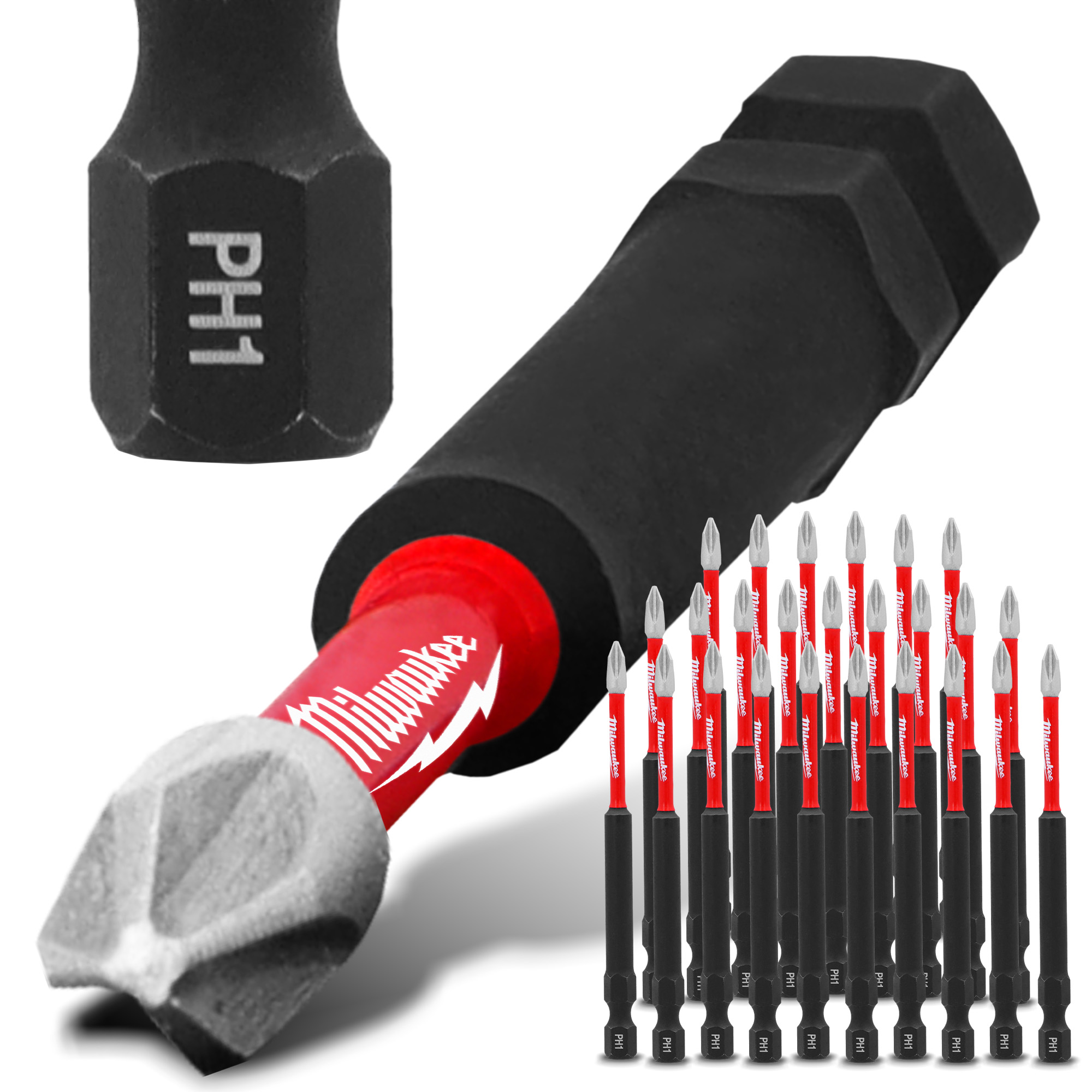 25x Magnetisch Bit PH1 50 mm Stahl Philips Schraubendreher MILWAUKEE Magnetbit