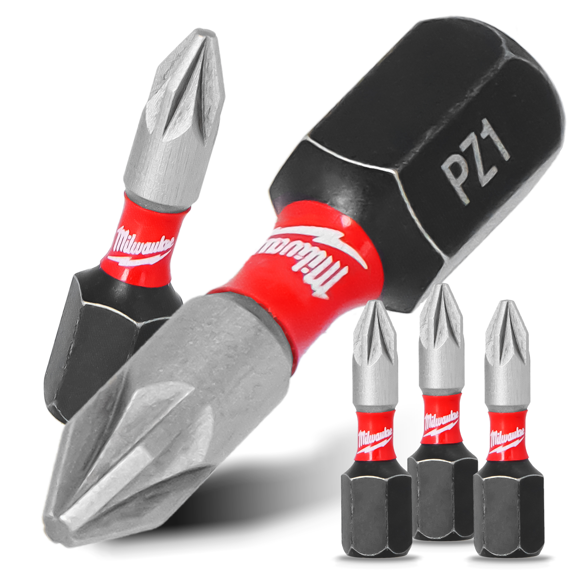 3x Magnetisch Bit PZ1 25 mm Pozidriv Stahl Schraubendreher MILWAUKEE Magnetbit