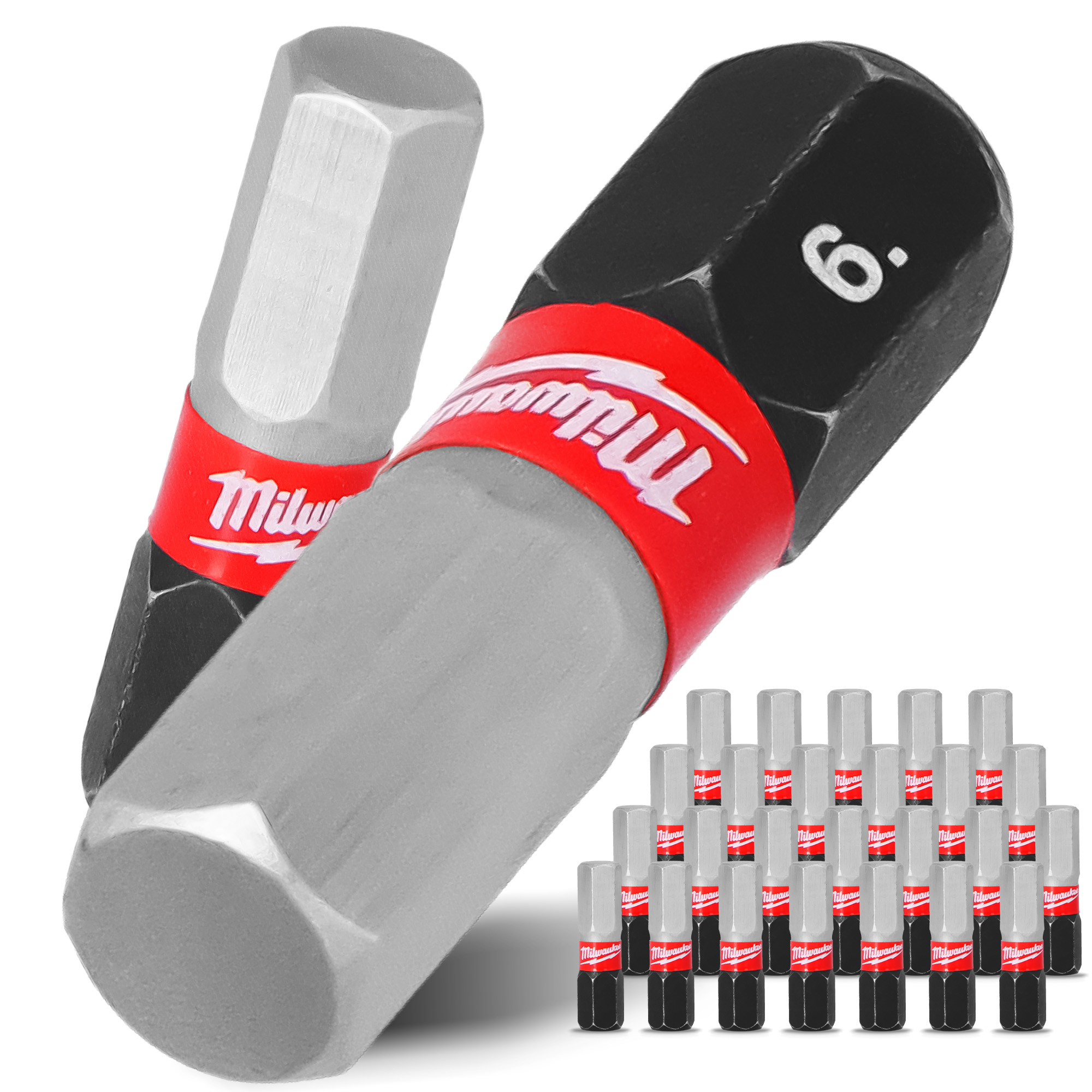 25x Magnetisch Bit HEX6 25mm Pozidriv Stahl Schraubendreher MILWAUKEE Magne