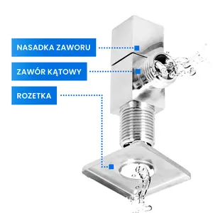 Zawór kątowy z głowicą ceramiczną kwadrat 1/2'' GZ x 1/2'' GZ