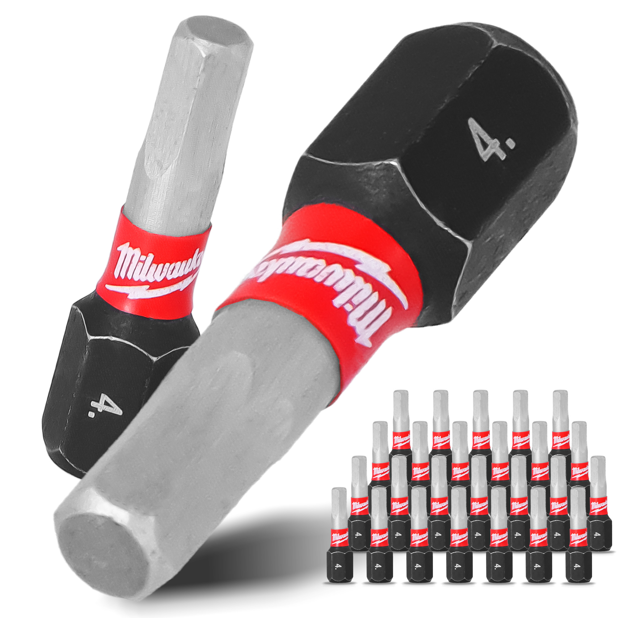 25x Magnetisch Bit HEX4 25mm Pozidriv Stahl Schraubendreher MILWAUKEE Magne