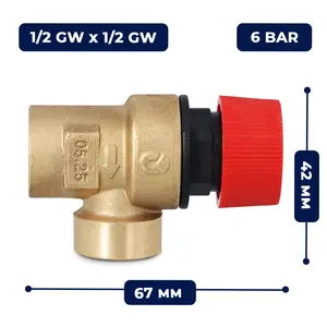 Zawór bezpieczeństwa 1/2'' GW x 1/2'' GW 6 bar