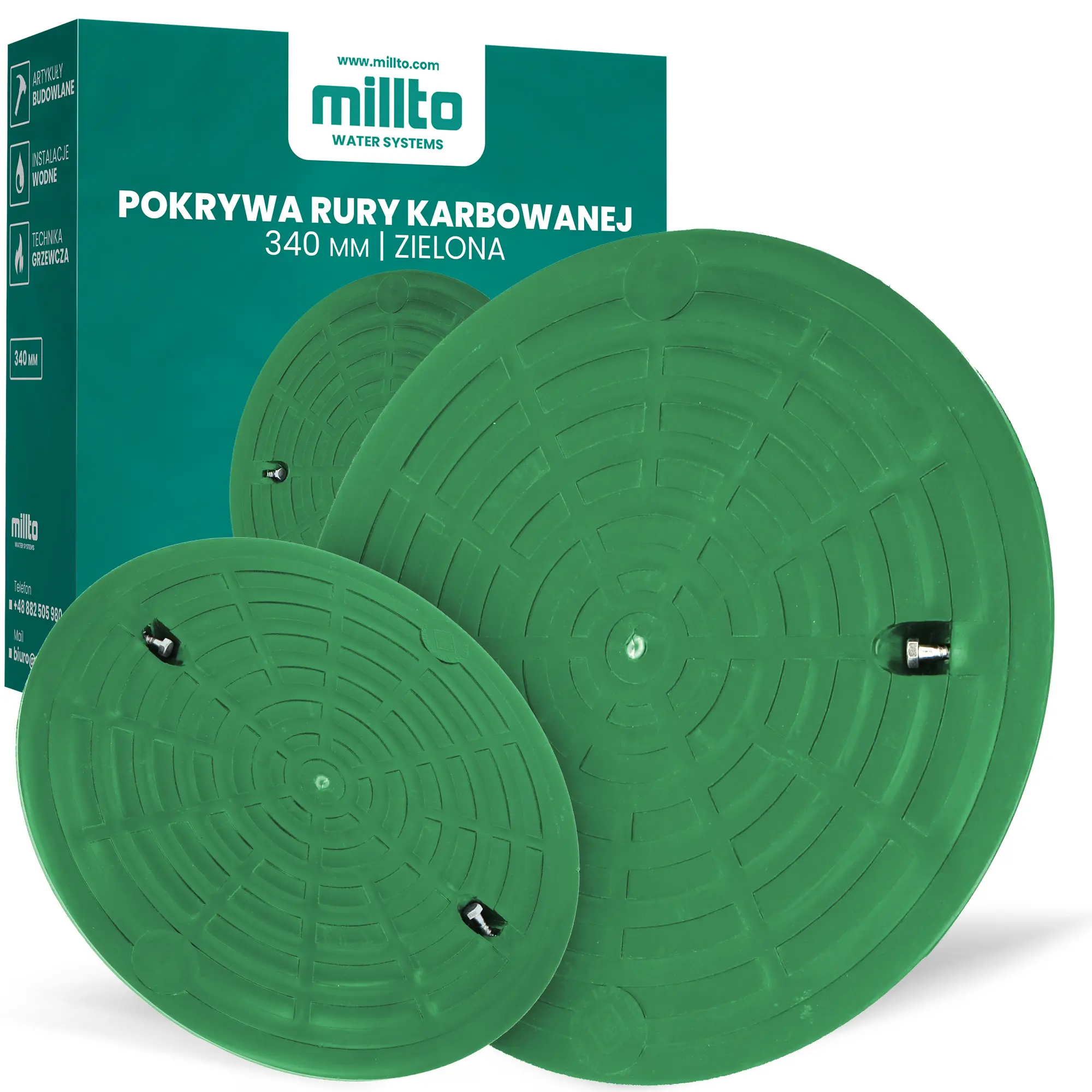 Pokrywa rury karbowanej 340 mm zielona