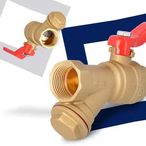 Zawór kulowy z filtrem skośnym i dławikiem 10 bar 3/4'' GW x 3/4'' GW