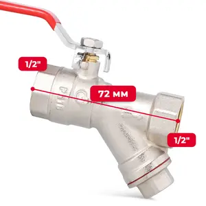 Zawór kulowy z filtrem skośnym i dławikiem 1/2'' GW x 1/2'' GW