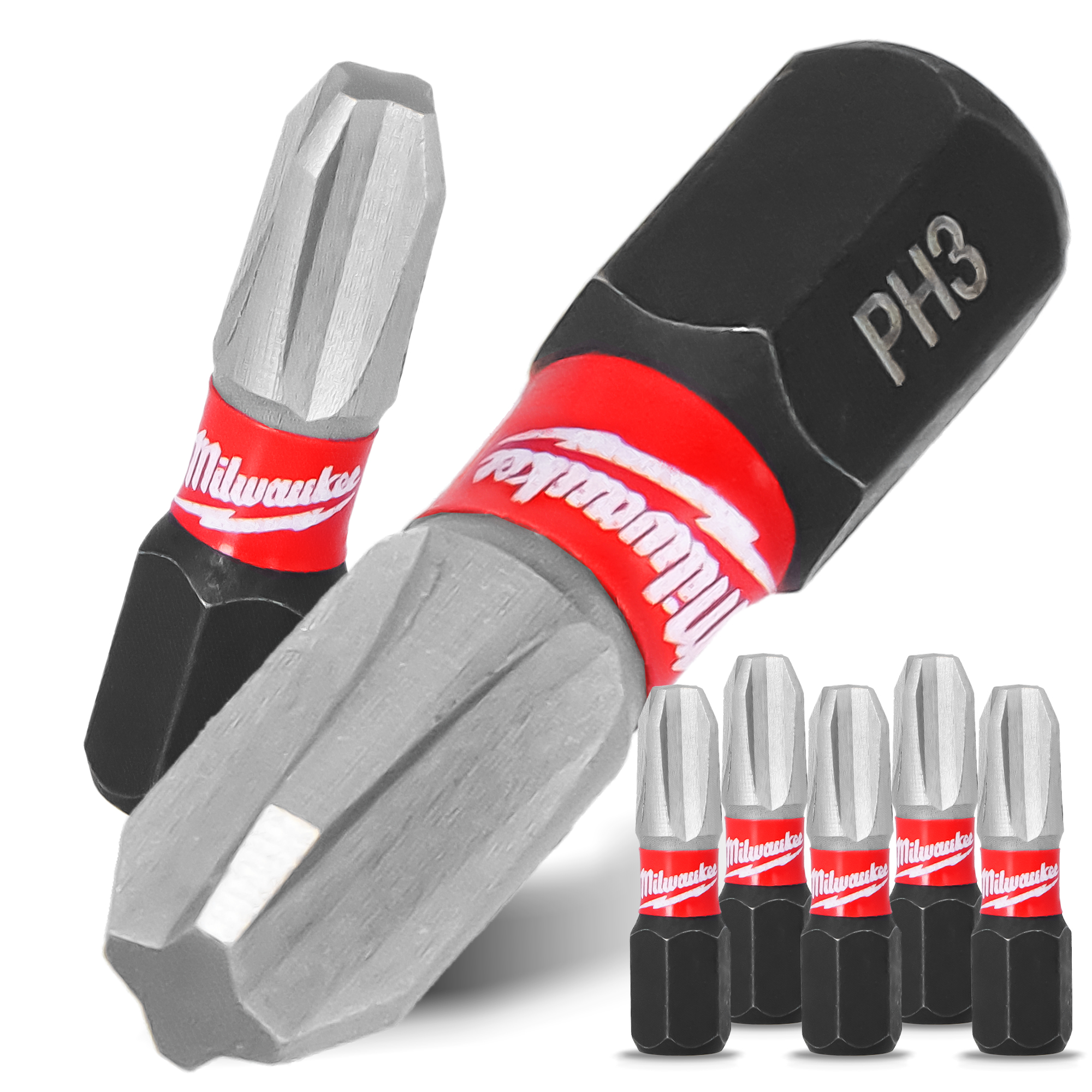 5x Magnetisch Bit PH3 25 mm Stahl Philips Schraubendreher MILWAUKEE Magnetbit