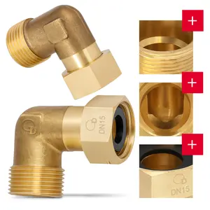 Półśrubunek mosiężny kątowy 1/2'' GW x 1/2'' GZ