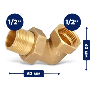 Śrubunek mosiężny kątowy 1/2'' GW x 1/2'' GZ