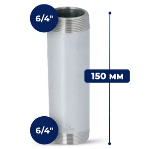 Rura stalowa gwintowana 6/4'' GZ x 6/4'' GZ 150 mm