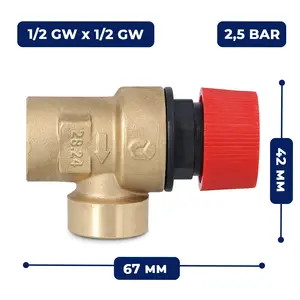 Zawór bezpieczeństwa 1/2'' GW x 1/2'' GW 2,5 bar