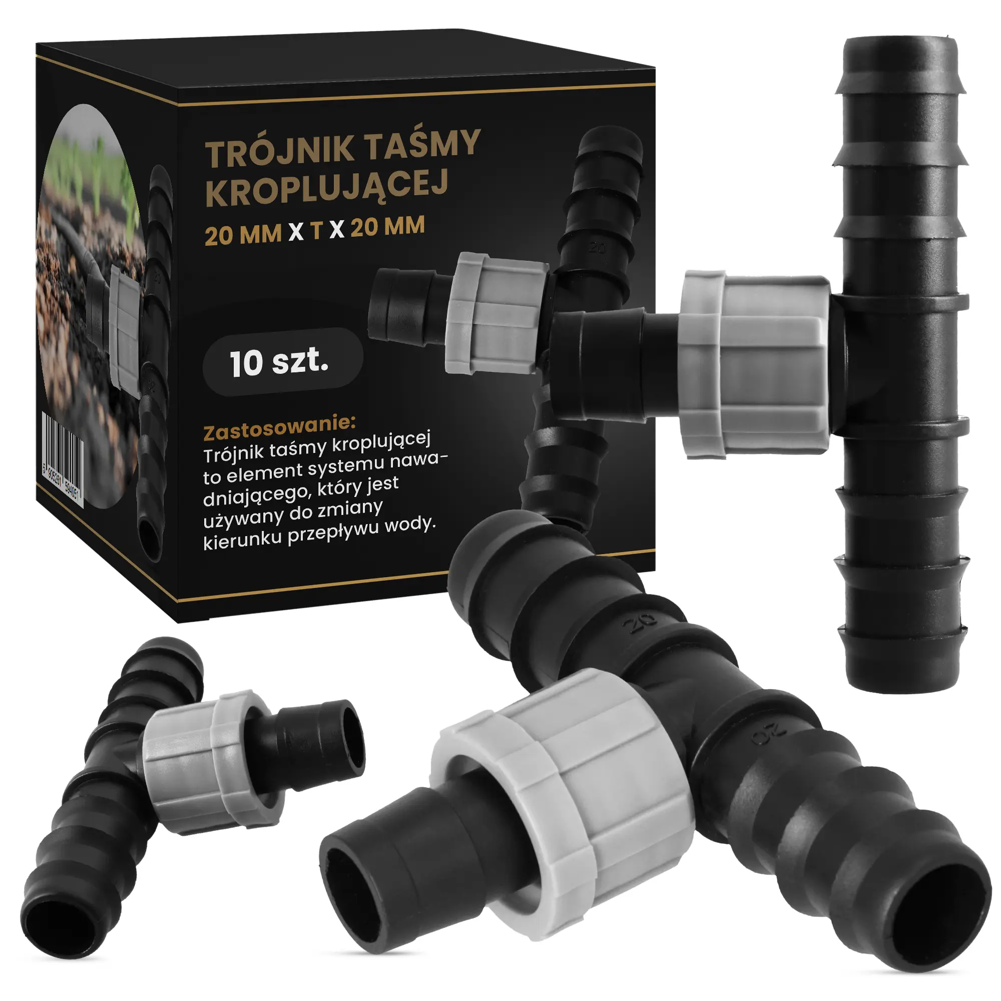 Trójnik taśmy kroplującej 20 mm x T x 20 mm - 10 szt.