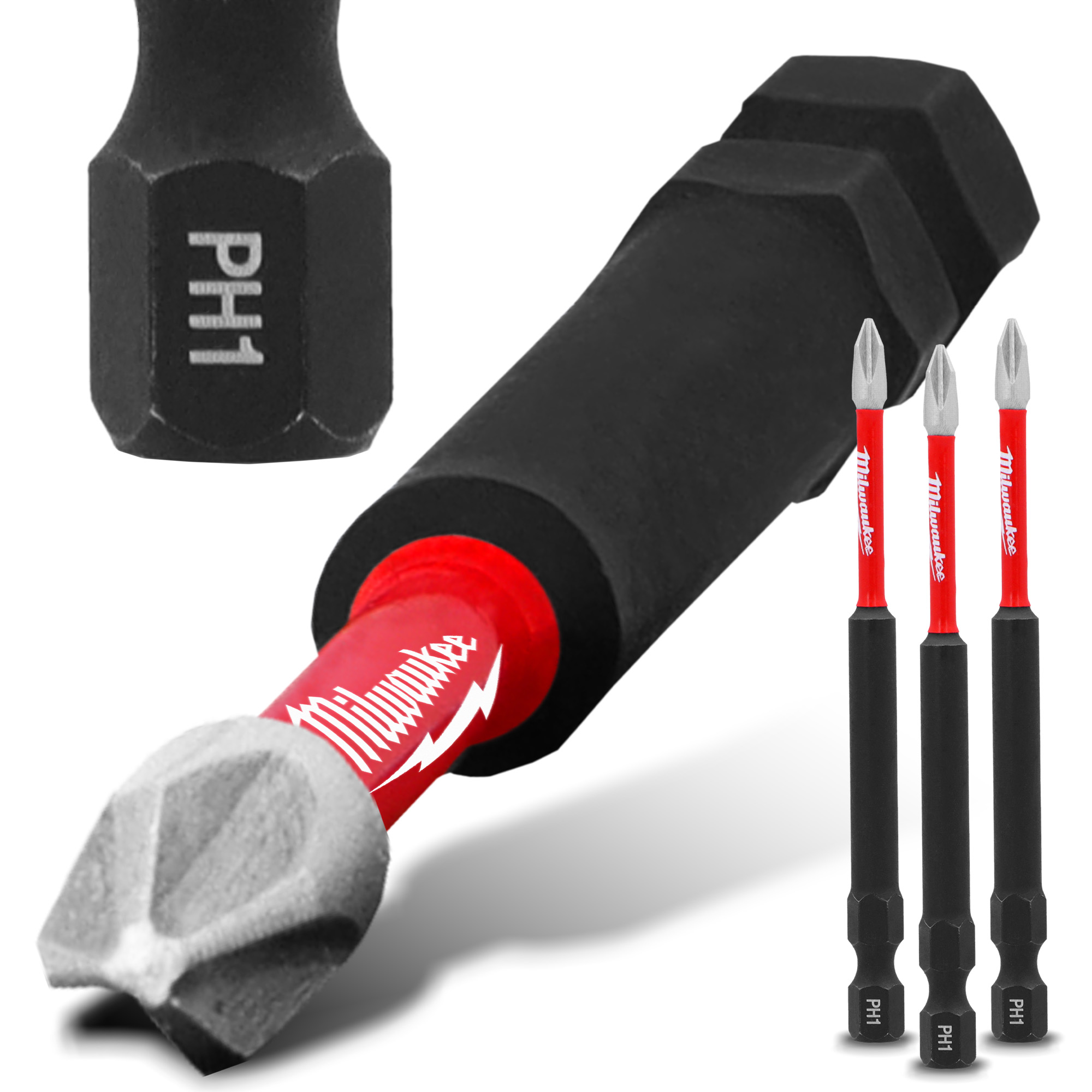 3x Magnetisch Bit PH1 50 mm Stahl Philips Schraubendreher MILWAUKEE Magnetbit