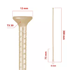 Wkręt konstrukcyjny z łbem stożkowym i gniazdem TX 6,0 x 300 100 sztuk