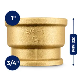 Złączka mosiężna 1'' GW x 3/4'' GW