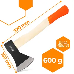Siekiera z drewnianym trzonkiem 600 g