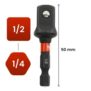 Adapter udarowy 1/4" HEX na 1/2" kwadrat 50 mm Milwaukee®