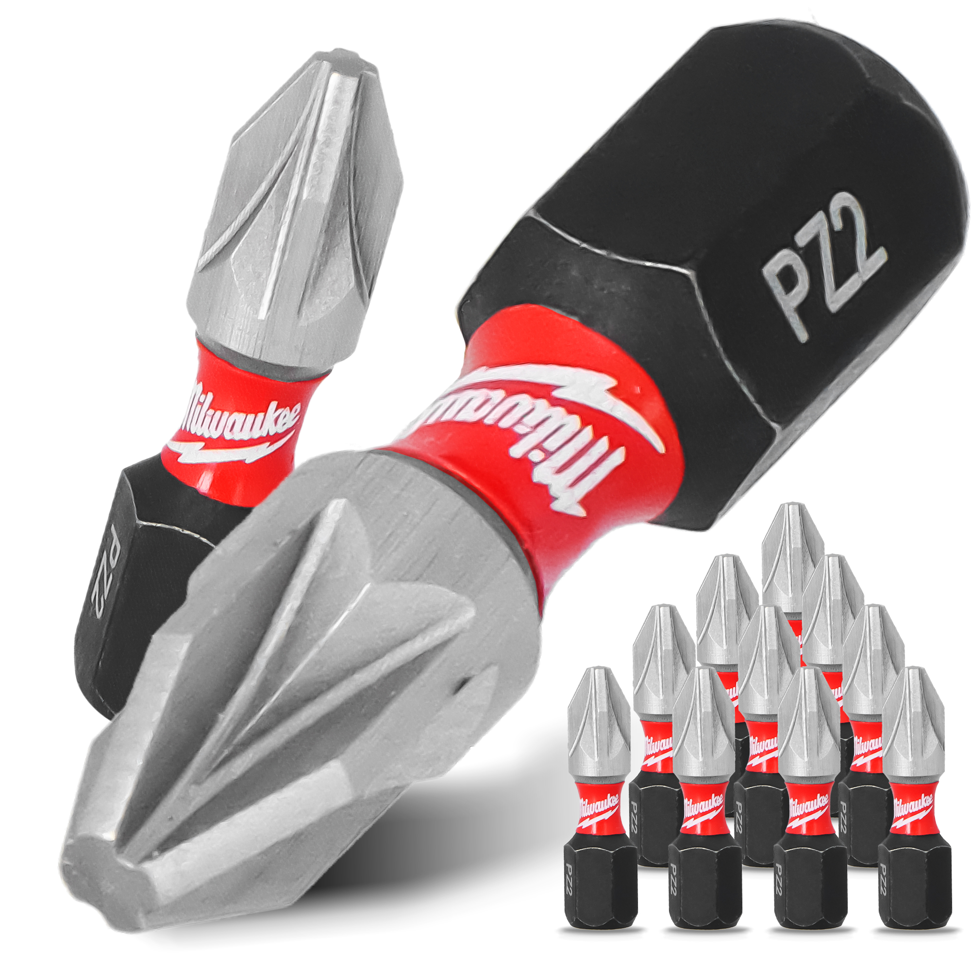 10x Magnetisch Bit PZ2 25 mm Pozidriv Stahl Schraubendreher MILWAUKEE Magne