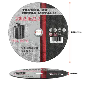 Tarcza do cięcia metalu 230 mm x 22,2 mm x 2,0 mm 25 szt