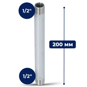 Rura stalowa gwintowana 1/2'' GZ x 1/2'' GZ 200 mm