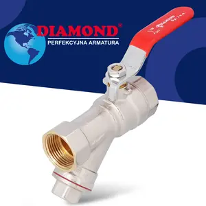 Zawór kulowy z filtrem skośnym i dławikiem 1'' GW x 1'' GW