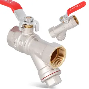 Zawór kulowy z filtrem skośnym i dławikiem 1/2'' GW x 1/2'' GW