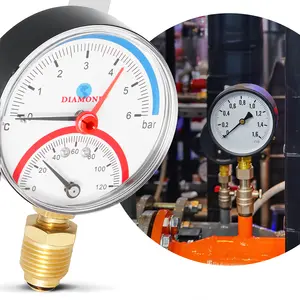 Termomanometr 80 mm 0 - 6 bar 0 - 120 °C przyłącze 1/4'' boczne