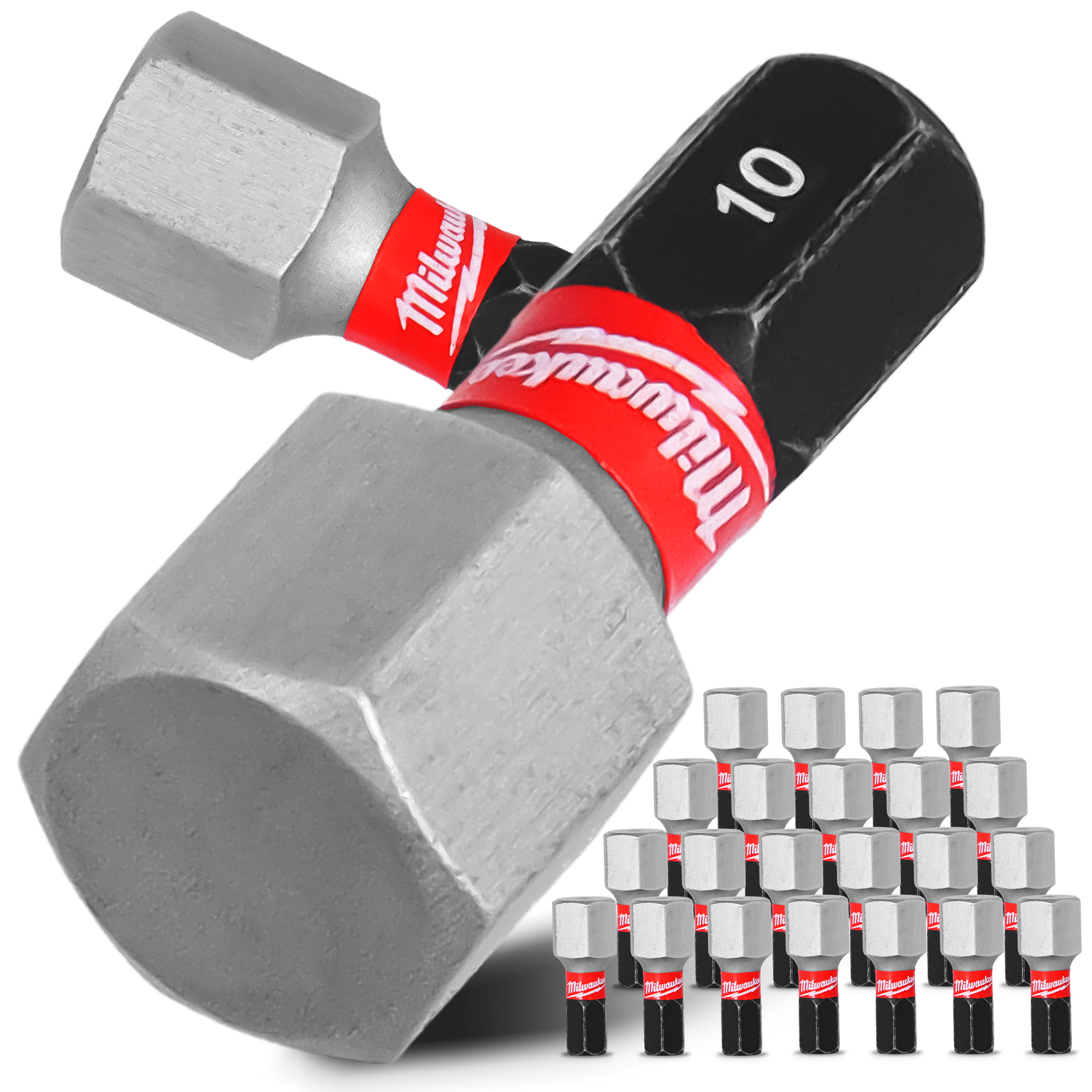 25x Magnetisch Bit HEX10 25mm Pozidriv Stahl Schraubendreher MILWAUKEE Magne