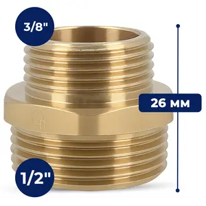 Złączka mosiężna 1/2'' GZ x 3/8'' GZ