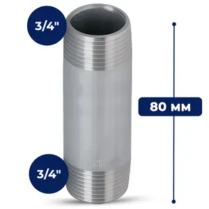 Rura stalowa gwintowana 3/4'' GZ x 3/4'' GZ 80 mm