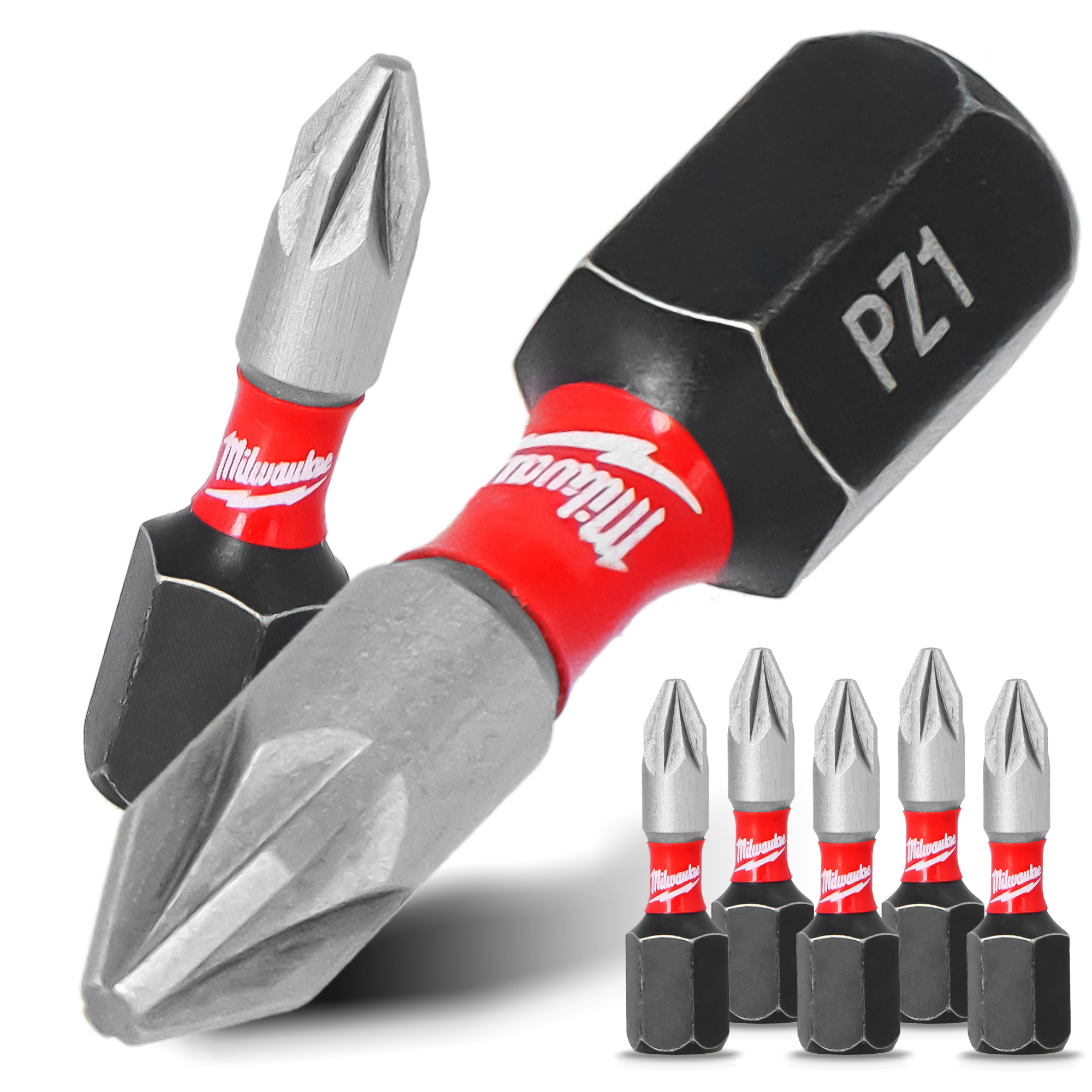5x Magnetisch Bit PZ1 25 mm Pozidriv Stahl Schraubendreher MILWAUKEE Magnetbit