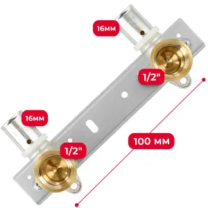 Listwa montażowa PEX zaprasowywana do baterii 16x1/2'' GW 100 mm