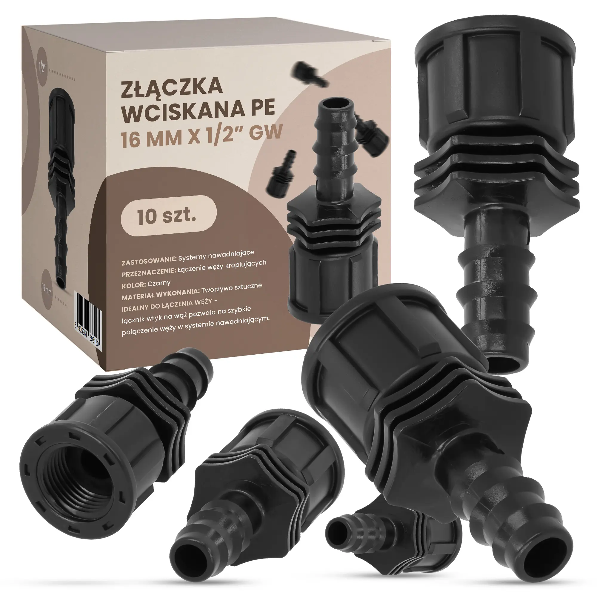 Złączka wciskana PE 16 mm x 1/2'' GW - 10 szt.