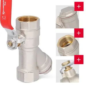 Zawór kulowy z filtrem skośnym i dławikiem 1/2'' GW x 1/2'' GW