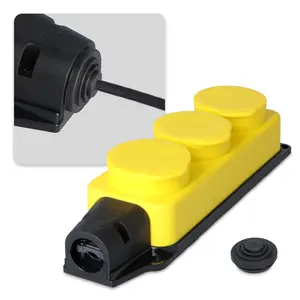 Trójnik budowlany 3x gniazdo 16A 230V zółty