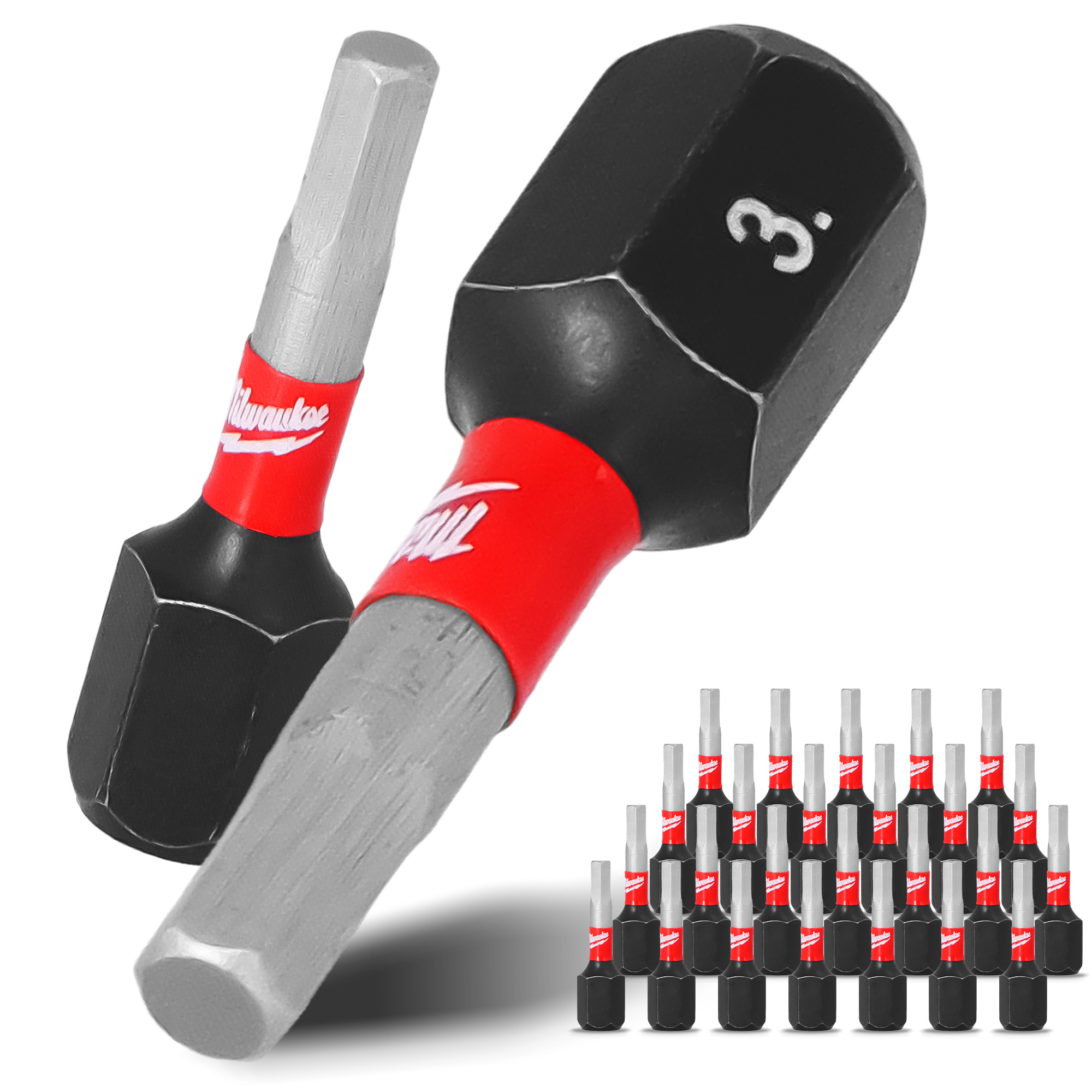 25x Magnetisch Bit HEX3 25mm Pozidriv Stahl Schraubendreher MILWAUKEE Magne