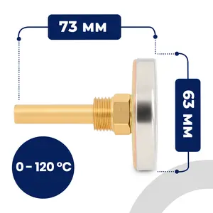 Termometr 63 mm 0 - 120 °C przyłącze 1/2'' tylne