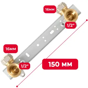 Listwa montażowa PEX skręcany do baterii 16x1/2'' GW 150 mm