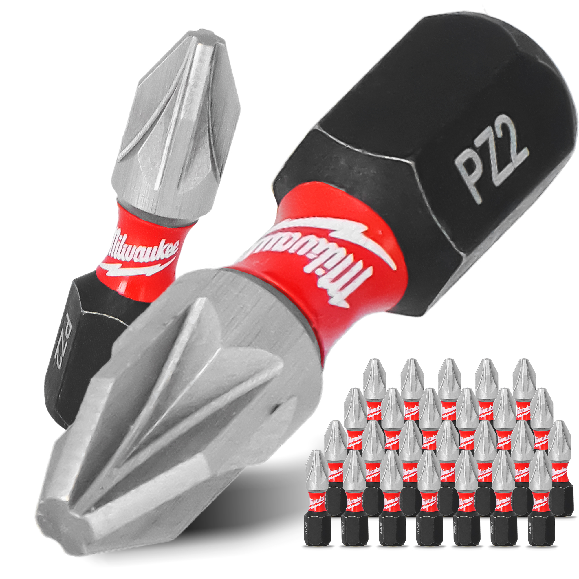 25x Magnetisch Bit PZ2 25 mm Pozidriv Stahl Schraubendreher MILWAUKEE Magne
