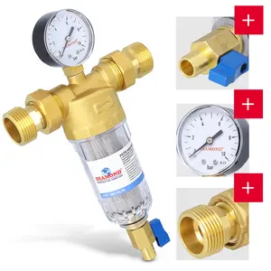 FIltr mechaniczny z płukaniem wstecznym, manometrem i zaworem spustowym DN20 3/4, PN16
