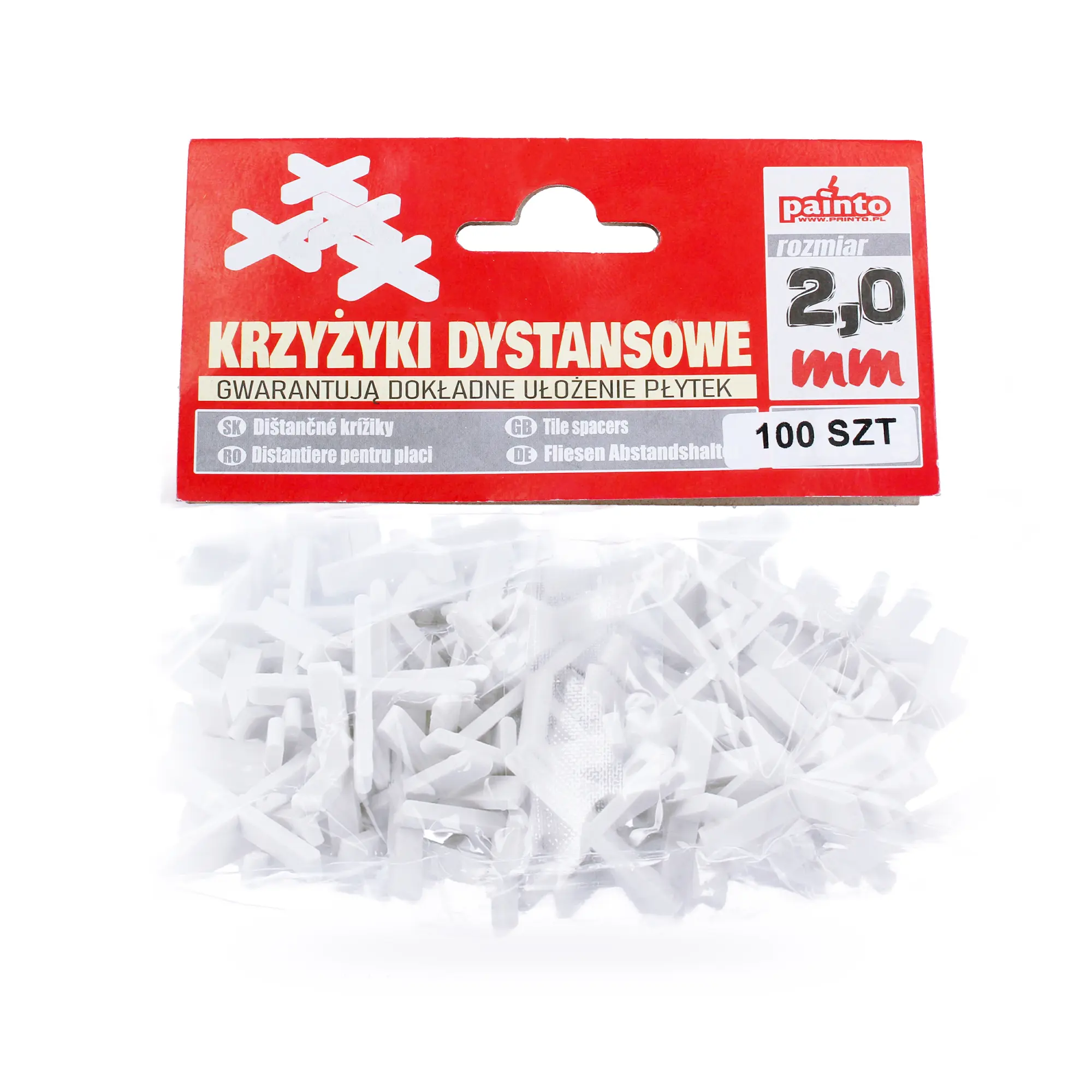 Krzyżyki dystansowe 125 sztuk 2,0 mm