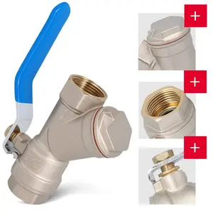 Zawór kulowy z filtrem skośnym i dławikiem 30 bar 3/4'' GW x 3/4'' GW