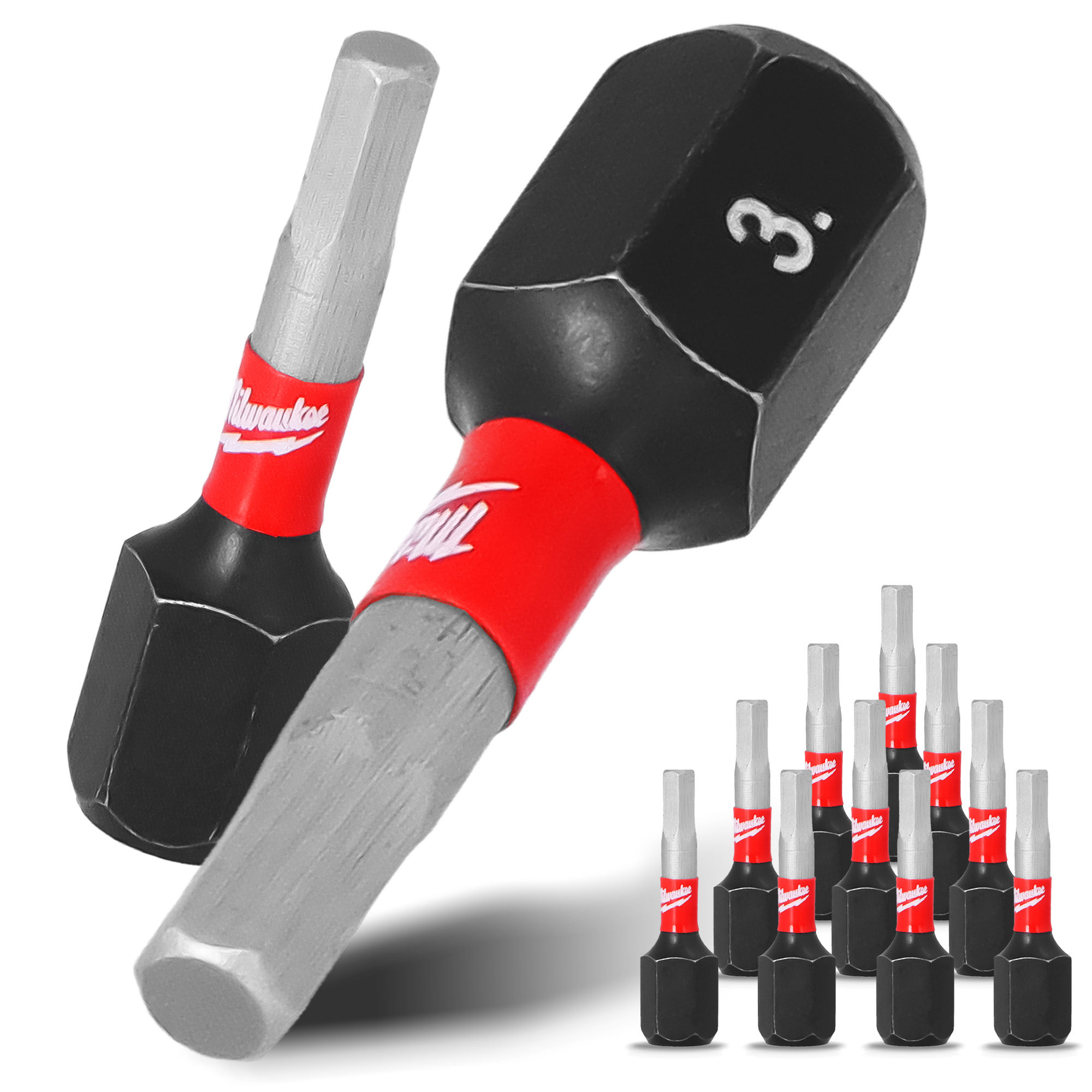 10x Magnetisch Bit HEX3 25mm Pozidriv Stahl Schraubendreher MILWAUKEE Magne