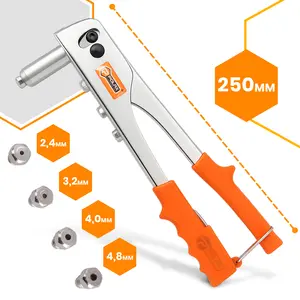 Nitownica ręczna chromowana z 4 końcówkami (2,4 mm - 4,8 mm)