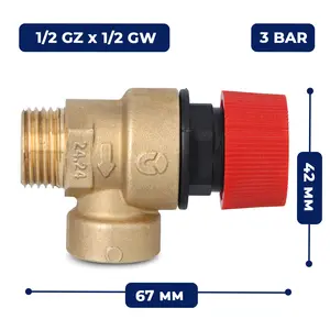 Zawór bezpieczeństwa 1/2'' GZ x 1/2'' GW 3 bar