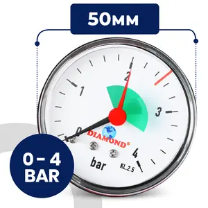Manometr 50 mm 0 - 4 bar przyłącze 1/4'' tylne