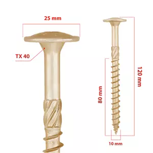Wkręt konstrukcyjny z łbem podkładkowym i gniazdem TX 10 x 120 50 sztuk