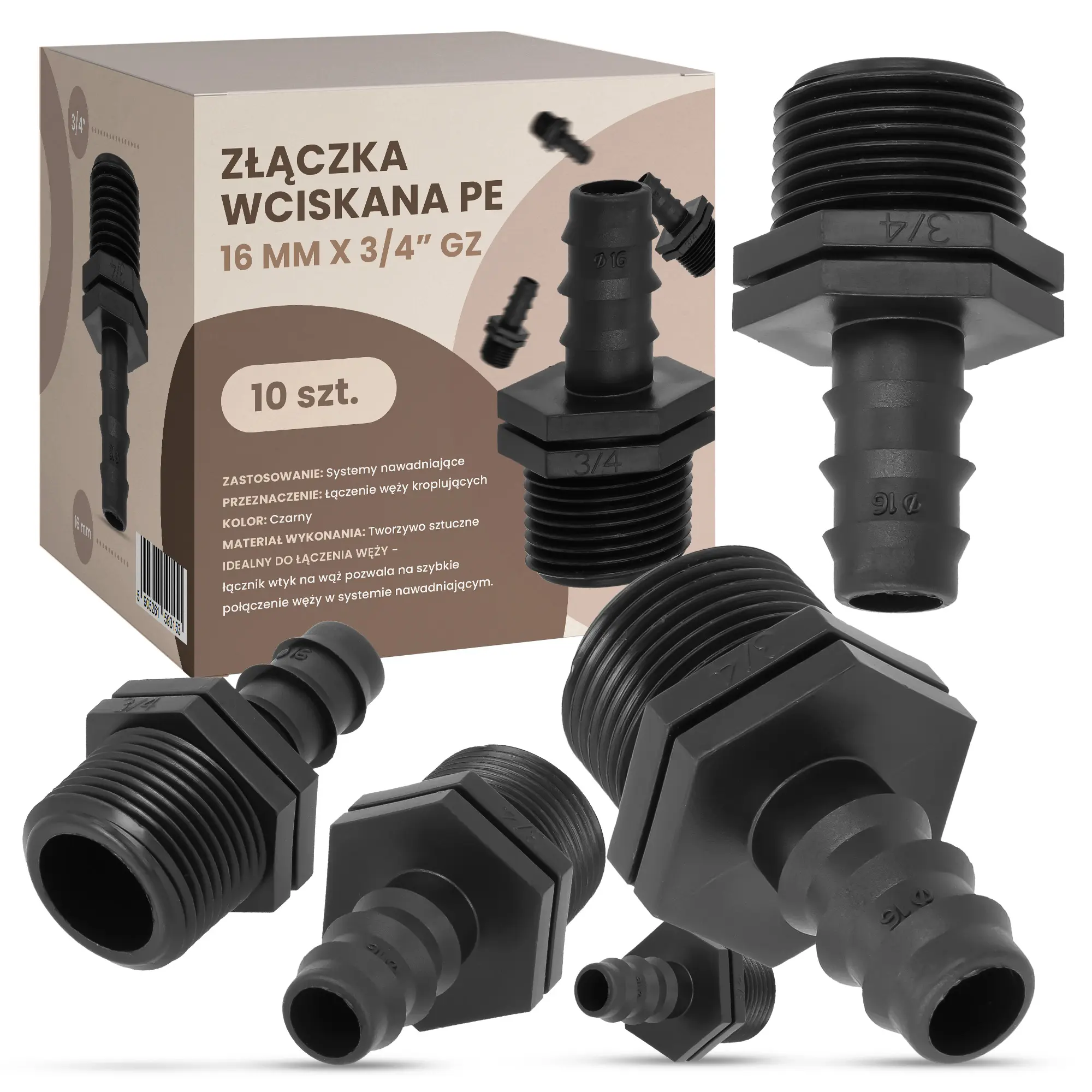 Złączka wciskana PE 16 mm x 3/4'' GZ - 10 szt