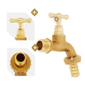 Zawór czerpalny mosiężny matowy 1/2'' GZ x 3/4'' GZ ze złączką na wąż 3/4'' GW x 1/2'' W