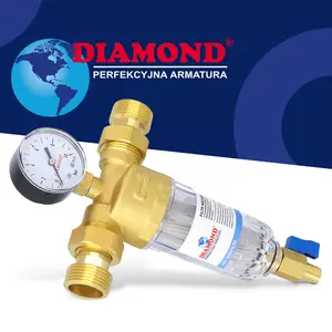 FIltr mechaniczny z płukaniem wstecznym, manometrem i zaworem spustowym DN20 3/4, PN16