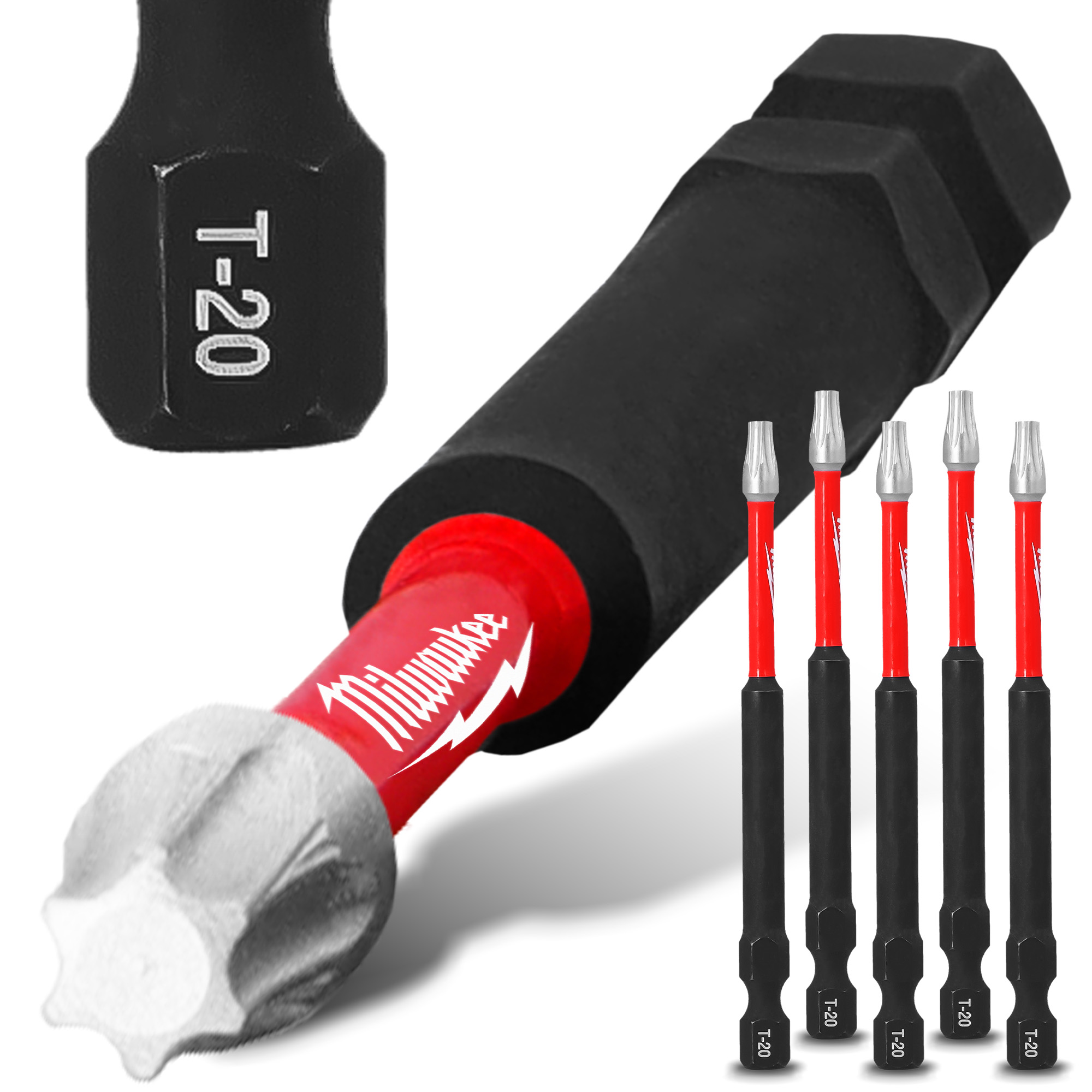 5X  Magnetisch Bit TX20 90mm Pozidriv Stahl Schraubendreher MILWAUKEE Magne